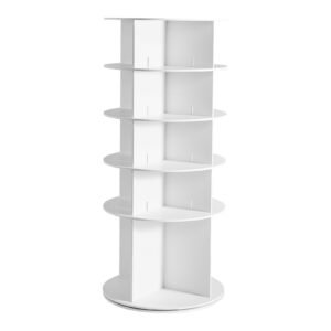 5 tiers rotating shoe rack tower, 360° spinning shoe rack, revolving storage round carousel display, freestanding lazy susan organizer display for bedroom, living room, entryway, closet, white