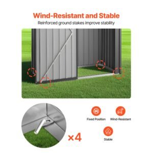 5 x 3 ft metal garden shed, storage building with lockable door & 2 louver vents, sloped roof metal outdoor storage shed, tool sheds outdoor storage for backyard, garden, patio, bike, gray