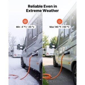 50 amp generator cord, 25 feet, 125/250v rv power cord nema 14 50p to ss2 50r with twist lock, grip handle, heavy duty 6awg/3 + 8awg/1 generator cable, for rv camper generator to house, orange