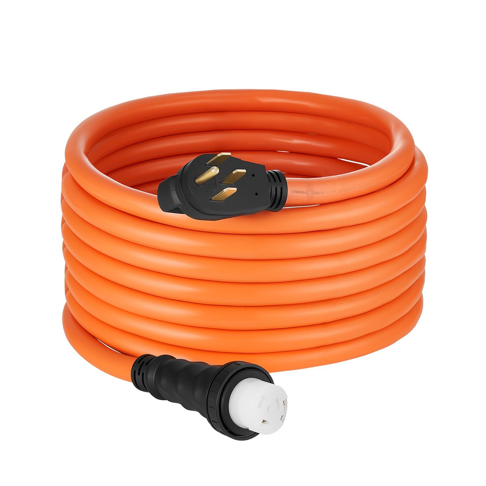 50 amp generator cord, 50 feet, 125/250v rv power cord nema 14 50p to ss2 50r with twist lock, grip handle, heavy duty 6awg/3 + 8awg/1 generator cable, for rv camper generator to house, orange