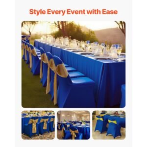 50 pcs blue chair covers, polyester spandex chair cover, stretch slipcovers for wedding party dining banquet flat front chair covers, fits chair measures up to 17.72 x 18.11 x 30.31 inch