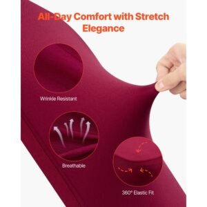 50 pcs burgundy chair covers, polyester spandex chair cover, stretch slipcovers for wedding party dining banquet flat front chair covers, fits chair measures up to 20.08 x 17.72 x 37.4 inch