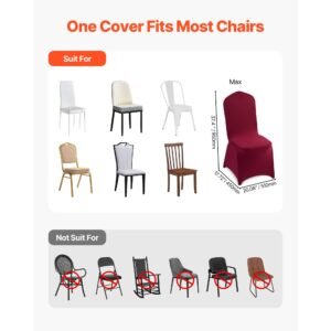 50 pcs burgundy chair covers, polyester spandex chair cover, stretch slipcovers for wedding party dining banquet flat front chair covers, fits chair measures up to 20.08 x 17.72 x 37.4 inch