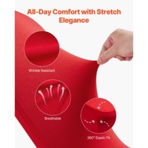 50 pcs red chair covers, polyester spandex chair cover, stretch slipcovers for wedding party dining banquet flat front chair covers, fits chair measures up to 20.08 x 17.72 x 37.4 inch