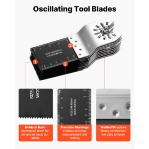 50pcs bi metal oscillating saw blades, universal quick release oscillating multi tool blades, multitool tool blades for nails, soft metal, wood, compatible with dewalt milwaukee bosch ryobi