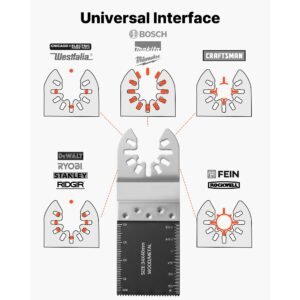 50pcs bi metal oscillating saw blades, universal quick release oscillating multi tool blades, multitool tool blades for nails, soft metal, wood, compatible with dewalt milwaukee bosch ryobi