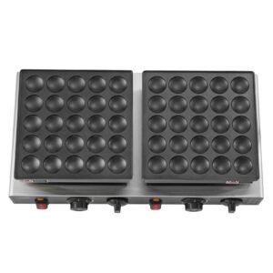 50pcs mini dutch pancake maker, non stick stainless steel dorayaki baker, 1800w commercial electric poffertjes grill pan, dual temp & time control, for kitchen restaurant breakfast dessert