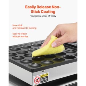 50pcs mini dutch pancake maker, non stick stainless steel dorayaki baker, 1800w commercial electric poffertjes grill pan, dual temp & time control, for kitchen restaurant breakfast dessert