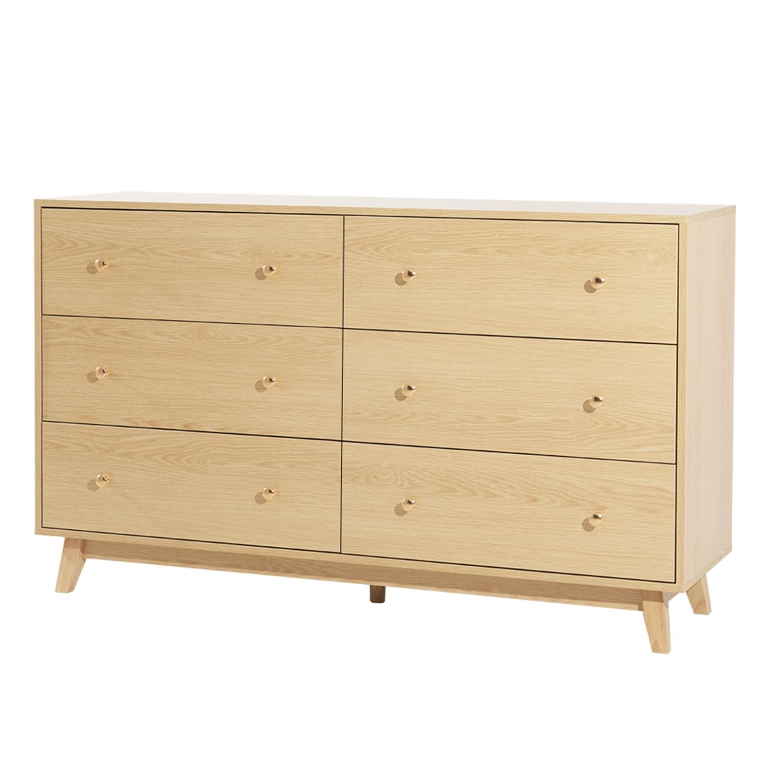 6 drawer dresser, wooden chest of drawers with sliding with anti tip device, modern minimalist dresser chest, closet storage organizer for living room, hallway, bedroom, entryway, light wood