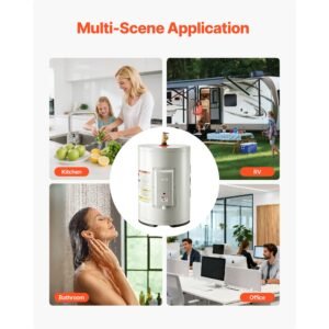 6 gallon electric tank water heater, 1600w point of use hot water heater with led display, knob control, top outlet, 120v storage design with t&p valve for studio apartments, rvs, gray