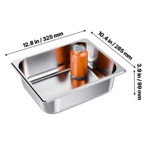 6 pack stainless steam hotel pans, 1/2 size table steam pan, 4 inch deep anti jam restaurant supplies reusable rustproof catering storage for home, party, restaurant, hotel, buffet