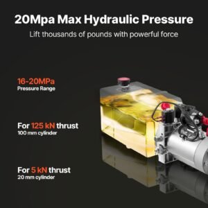 6 quart hydraulic power unit, double acting dump trailer pump, 3200 psi max relief pressure & 0.91 gpm flow rate, dc 12v hydraulic pump with metal reservoir for dump trailer car lifting, white
