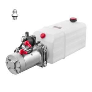 6 Quart Hydraulic Power Unit, Single Acting Dump Trailer Pump, 3200 PSI Max Relief Pressure & 0.91 GPM Flow Rate, DC 12V Hydraulic Pump with Metal Reservoir for Dump Trailer Car Lifting, White