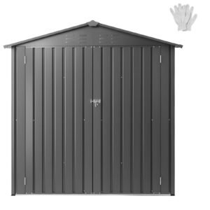 6 x 4 FT Metal Garden Shed, Outdoor Storage Shed with Lockable Doors & 4 Louver Vents, Peak Roof Metal Sheds Outdoors Storage, Storaged Sheds Clearance for Backyard, Garden, Patio, Bike, Gray
