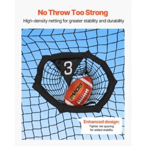 6 x 6 ft football trainer throwing net, training throwing target practice net with 5 target pockets, knotless net includes straps and portable carry case, improve qb throwing accuracy, black