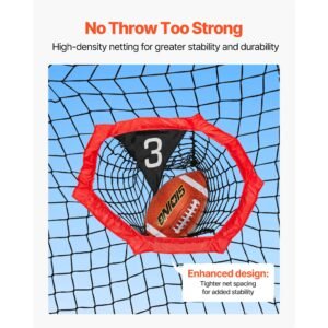 6 x 6 ft football trainer throwing net, training throwing target practice net with 5 target pockets, knotless net includes straps and portable carry case, improve qb throwing accuracy, red