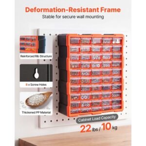 60 drawer storage organizer, plastic, drawer storage cabinet for garage organization, stackable small parts organizer, wall mounted toolbox, for hardware, beads, screws, crafts, building bricks