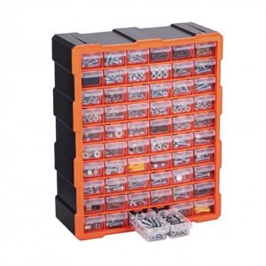 60-Drawer Storage Organizer, Plastic, Drawer Storage Cabinet for Garage Organization, Stackable Small Parts Organizer, Wall-Mounted Toolbox, for Hardware, Beads, Screws, Crafts, Building Bricks
