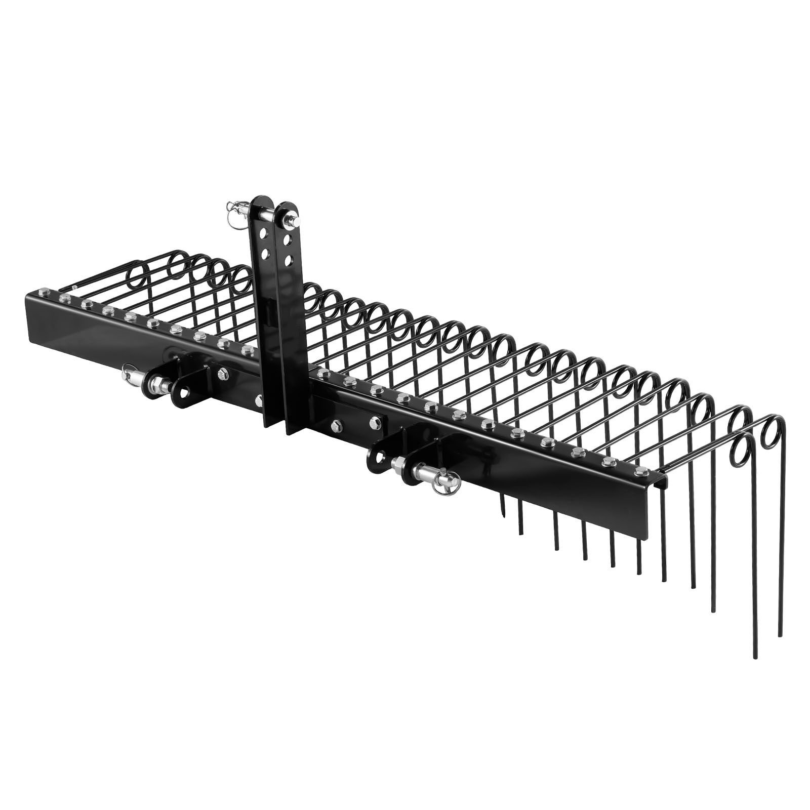 60 in tow behind landscape rake, 3 point hitch lawn dethatcher rake, 26 spring steel tines, for category 1 tractors, heavy duty & rust resistant rakes tractor attachments for leaves pine needles