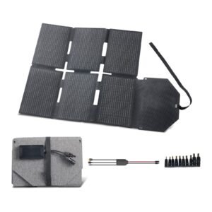 60W Foldable Solar Panel Charger, 16BB N-Type Monocrystalline Solar Panel 24% Efficiency, Lightweight Portable with MC4 Output, Type-C, USB-A & DC Ports for Power Stations Camping Hiking