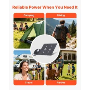 60w foldable solar panel charger, 16bb n type monocrystalline solar panel 24% efficiency, lightweight portable with mc4 output, type c, usb a & dc ports for power stations camping hiking