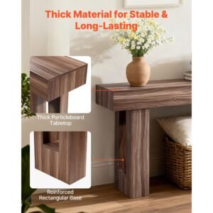 63 in console table, farmhouse desk behind the couch, wooden rectangle entrance desk, narrow long sofa table accent stand for hallway, bedroom, living room, foyer, easy assembly, brown