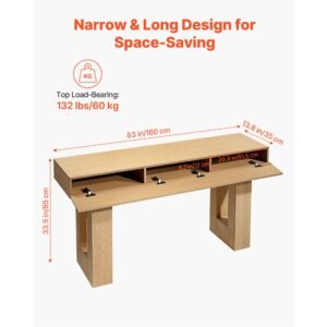 63 in console table, farmhouse desk behind the couch, wooden rectangle entrance desk, narrow long sofa table accent stand for hallway, bedroom, living room, foyer, easy assembly, burlywood