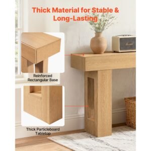63 in console table, farmhouse desk behind the couch, wooden rectangle entrance desk, narrow long sofa table accent stand for hallway, bedroom, living room, foyer, easy assembly, burlywood