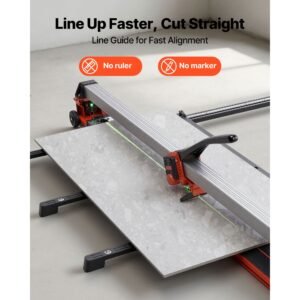 63 inch manual tile cutter, upgraded rail and sliding head, precision alignment guide, tungsten carbide cutting wheel, support legs with swivel wheels, for diy pros, ceramic, floor, wall tiles