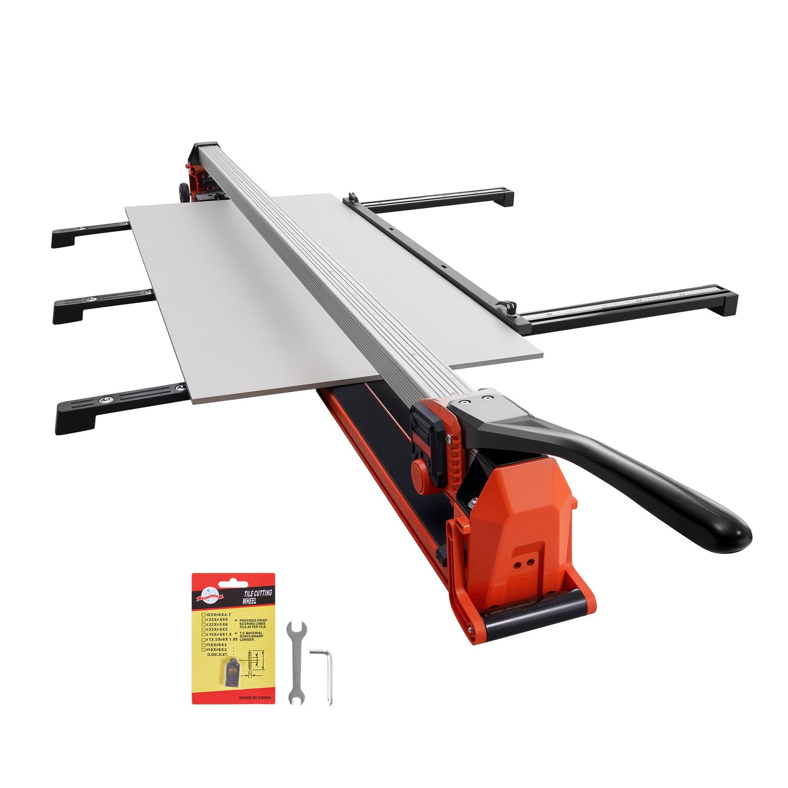 63 inch manual tile cutter, upgraded rail and sliding head, precision alignment guide, tungsten carbide cutting wheel, support legs with swivel wheels, for diy pros, ceramic, floor, wall tiles