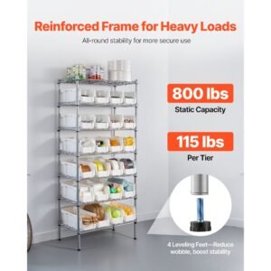 7 tier rolling bin storage rack, 24 small bins, bin rack storage steel wire shelving system with wheels, mobile tool organizer for garage, warehouse, office, restaurant, classroom, kitchen