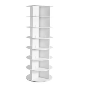 7 Tiers Rotating Shoe Rack Tower, 360° Spinning Shoe Rack, Revolving Storage Round Carousel Display, Freestanding Lazy Susan Organizer Display for Bedroom, Living Room, Entryway, Closet, White
