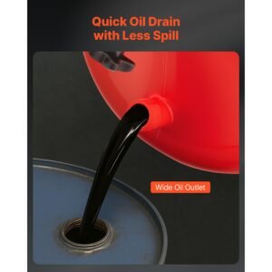 8 gallon waste oil drain tank, industrial fluid drain tank with adjustable funnel height, portable oil drainer with wheels, fluid fuel transfer drainage for auto repair shops, garages, red