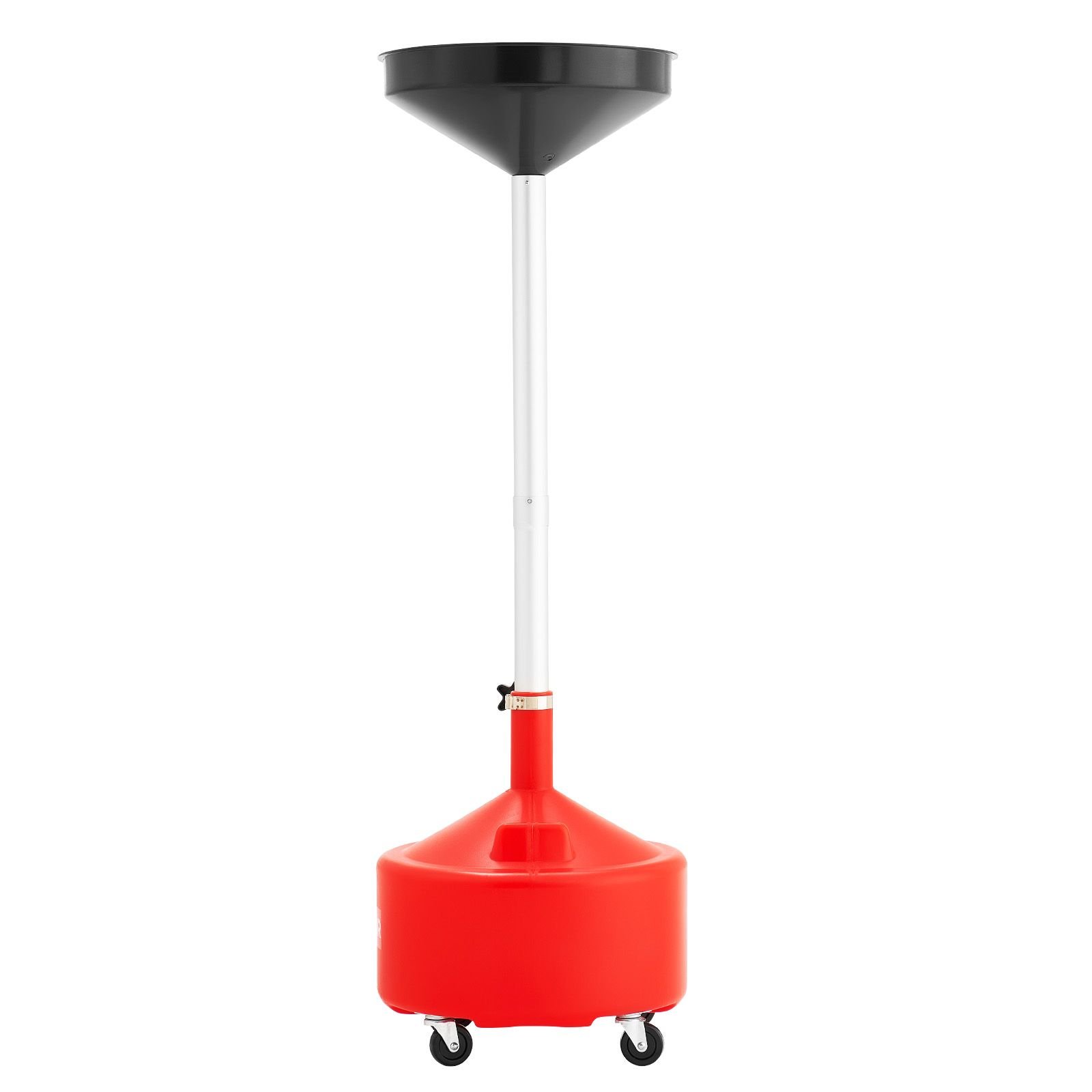 8 gallon waste oil drain tank, industrial fluid drain tank with adjustable funnel height, portable oil drainer with wheels, fluid fuel transfer drainage for auto repair shops, garages, red