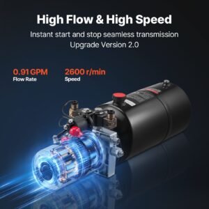 8 quart hydraulic power unit, double acting dump trailer pump, 3200 psi max relief pressure & 0.91 gpm flow rate, dc 12v hydraulic pump with metal reservoir for dump trailer car lifting