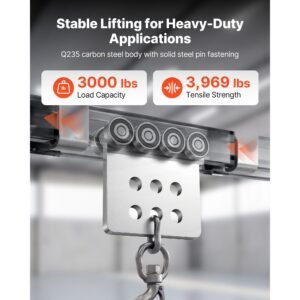 8 wheel trolley assembly rollers, 4 pcs 3000 lbs load, dual bearing trolley assembly for 1 5/8" wide and all 1 5/8" or taller strut channel, heavy duty sliding track system for warehouse garage