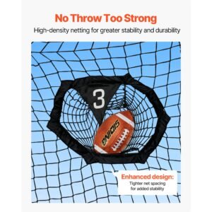 8 x 8 ft football trainer throwing net, training throwing target practice net with 6 target pockets, knotless net includes straps and portable carry case, improve qb throwing accuracy, black