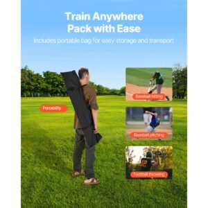 8 x 8 ft football trainer throwing net, training throwing target practice net with 6 target pockets, knotless net includes straps and portable carry case, improve qb throwing accuracy, red
