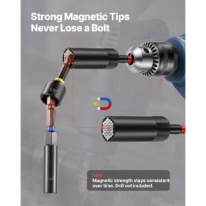 80 piece premium magnetic impact nut driver set, metric & sae sizes, with socket adapters, bit holder, wing nut driver, universal sockets, quick release extension, power bits, storage box