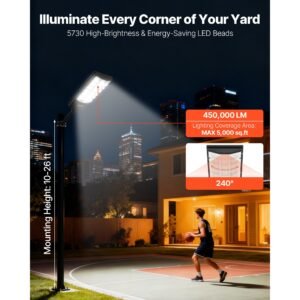 8000w solar street lights outdoor, 450000lm, commercial parking lot lights dusk to dawn, led flood security lamp with motion sensor, ip67 waterproof outdoor lighting, for driveway yard, 2 pack