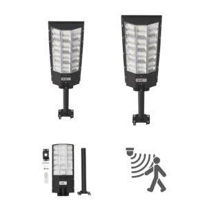 8000W Solar Street Lights Outdoor, 450000LM, Commercial Parking Lot Lights Dusk to Dawn, LED Flood Security Lamp with Motion Sensor, IP67 Waterproof Outdoor Lighting, for Driveway Yard, 2 Pack