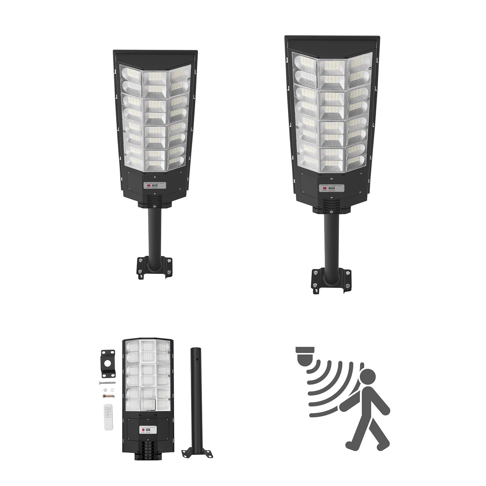 8000w solar street lights outdoor, 450000lm, commercial parking lot lights dusk to dawn, led flood security lamp with motion sensor, ip67 waterproof outdoor lighting, for driveway yard, 2 pack