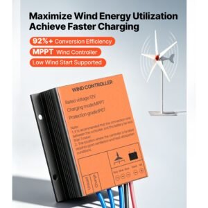 800w 12v wind turbine generator, 5 blade wind turbine kit with mppt controller, high efficiency 3 phase ac permanent wind power generator for rvs, boats, home, farm (tower pole not included)
