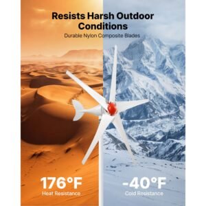 800w 12v wind turbine generator, 5 blade wind turbine kit with mppt controller, high efficiency 3 phase ac permanent wind power generator for rvs, boats, home, farm (tower pole not included)