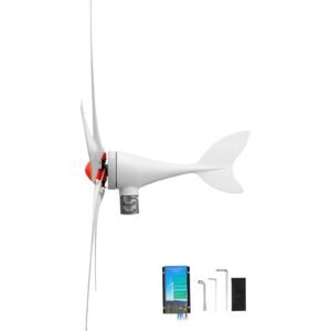 800W 12V Wind Turbine Generator, 5-Blade Wind Turbine Kit with Wind & Solar Hybrid Controller, Efficient 3-Phase AC Permanent Wind Power Generator for RV Boat Home Farm (Tower Pole Not Included)