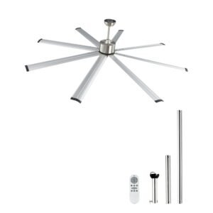 84 In Ceiling Fan without Light, 6-Speed Remote Control, Aluminum 8-Blade, Reversible DC Motor, Modern Low Profile Flush Mount Fan for Bedroom, Living Room, Patio, Indoor/Outdoor, Brushed Nickel