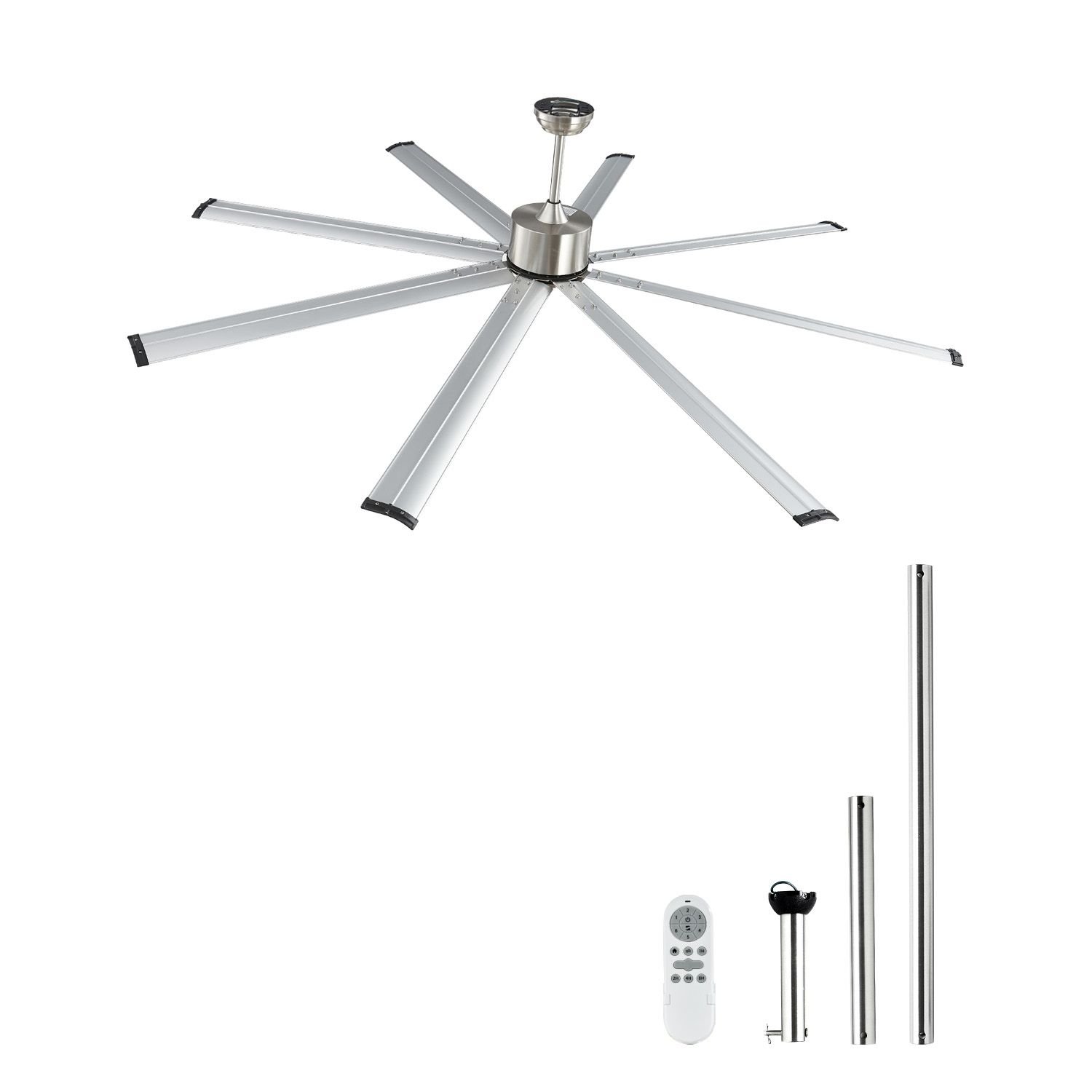 84 in ceiling fan without light, 6 speed remote control, aluminum 8 blade, reversible dc motor, modern low profile flush mount fan for bedroom, living room, patio, indoor/outdoor, brushed nickel