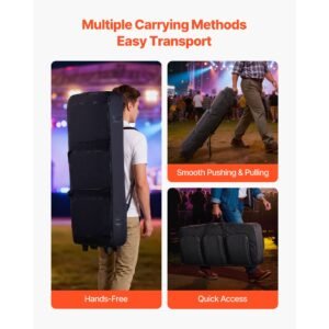 88 key keyboard case, 40.9 x 16.9 x 5.1 in interior, padded rolling piano case with wheels, sturdy handle, 3 pocket storage, gig bag with smooth wheels, for 88 note keyboards and electric pianos