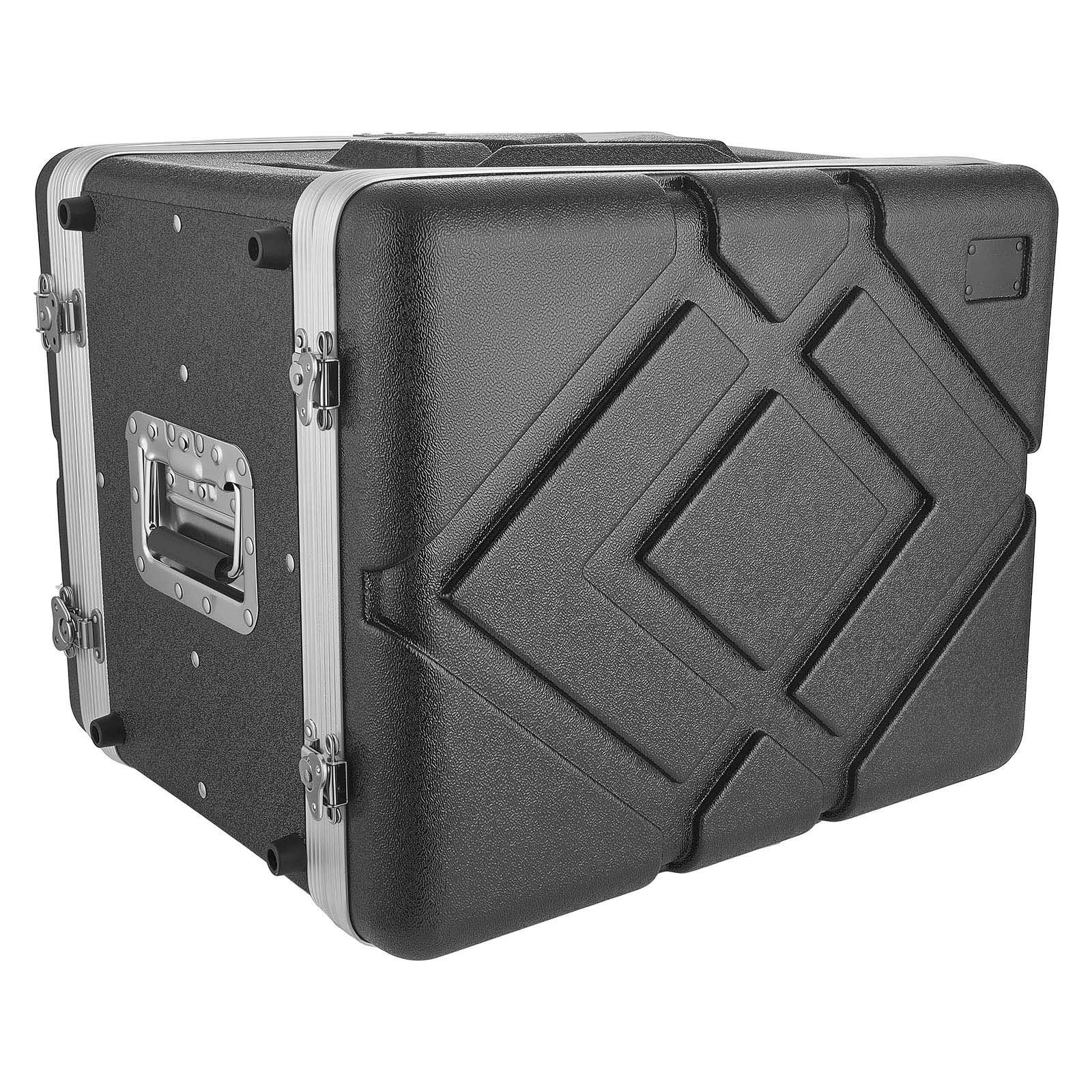 8u rack case, 14 in depth, server rack cabinet shallow with abs construction, recessed twist latches, detachable front & back cover, easy installation, for amplifier, 11.4 in internal depth