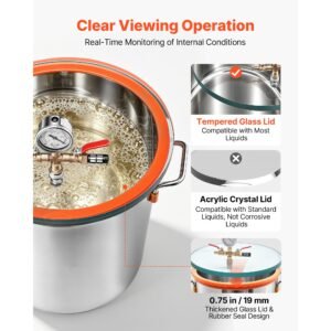 9 gallon vacuum chamber, stainless steel, vacuum degassing chamber with tempered glass lid, hose, air filter, for resin casting, stabilizing wood, degassing silicone, epoxies, essential oils